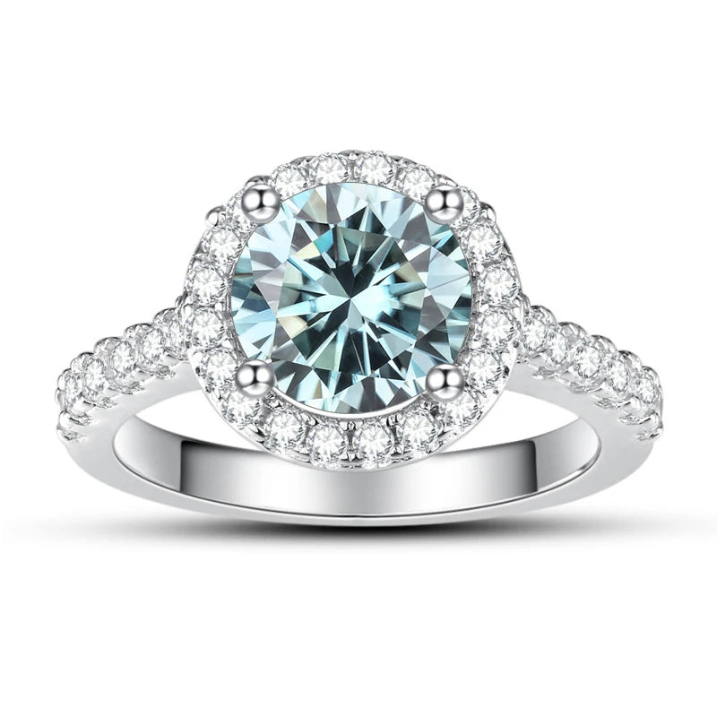 JoyceJelly Classical Women's 925 Sterling Silver Ring With Real Moissanite 1ct 2ct D Color Round Shaped Luxury Wedding Jewelry