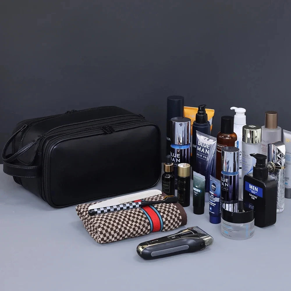 Multi Pockets Waterproof PU Toiletry Bag for Women and Men Travel Essentials Makeup Organizer Hanging Cosmetic Washing Bag