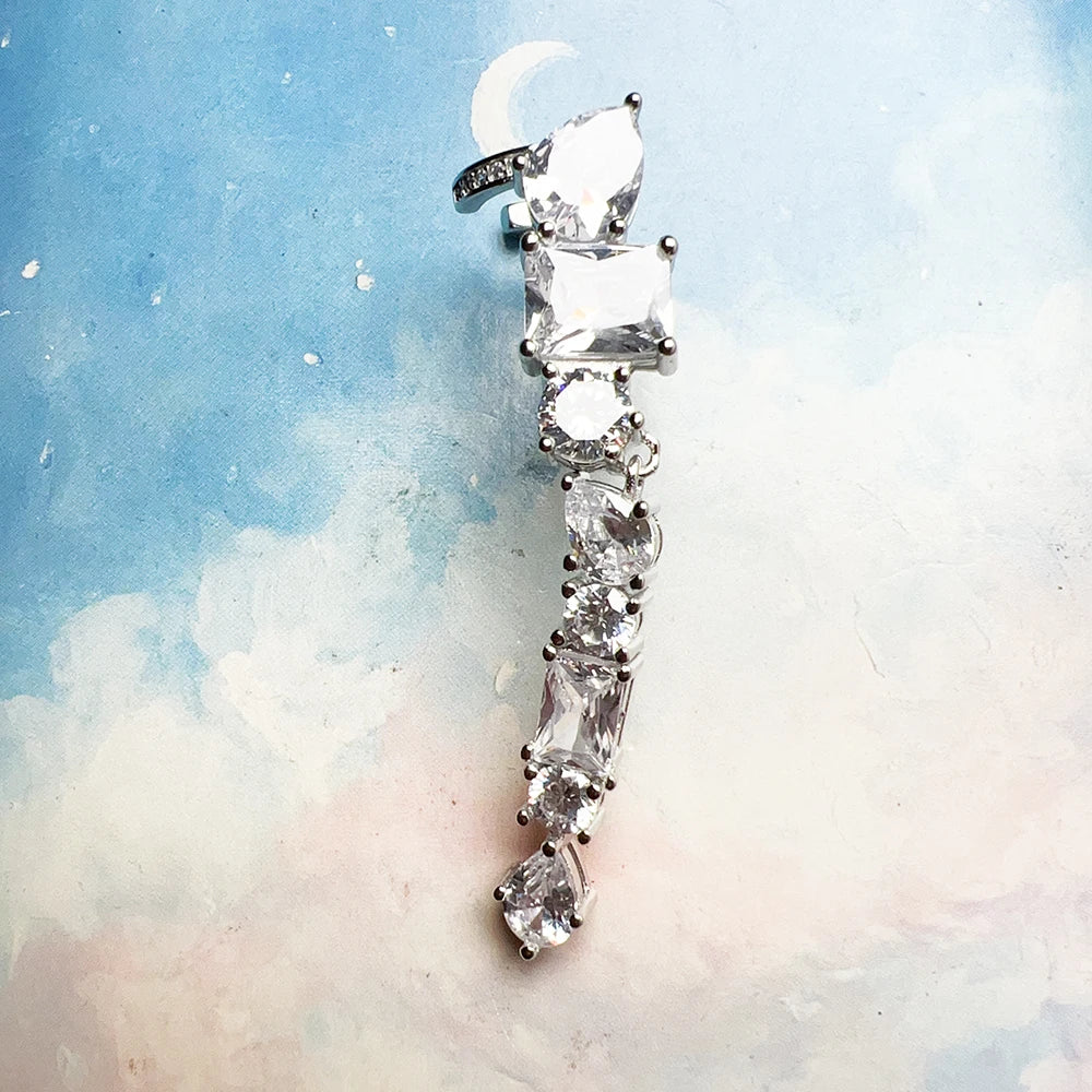 Glamorous Single Ear Stud Climber Water Drop Europe Style Fine Jewerly For Women Romantic Gift In 925 Sterling Silver