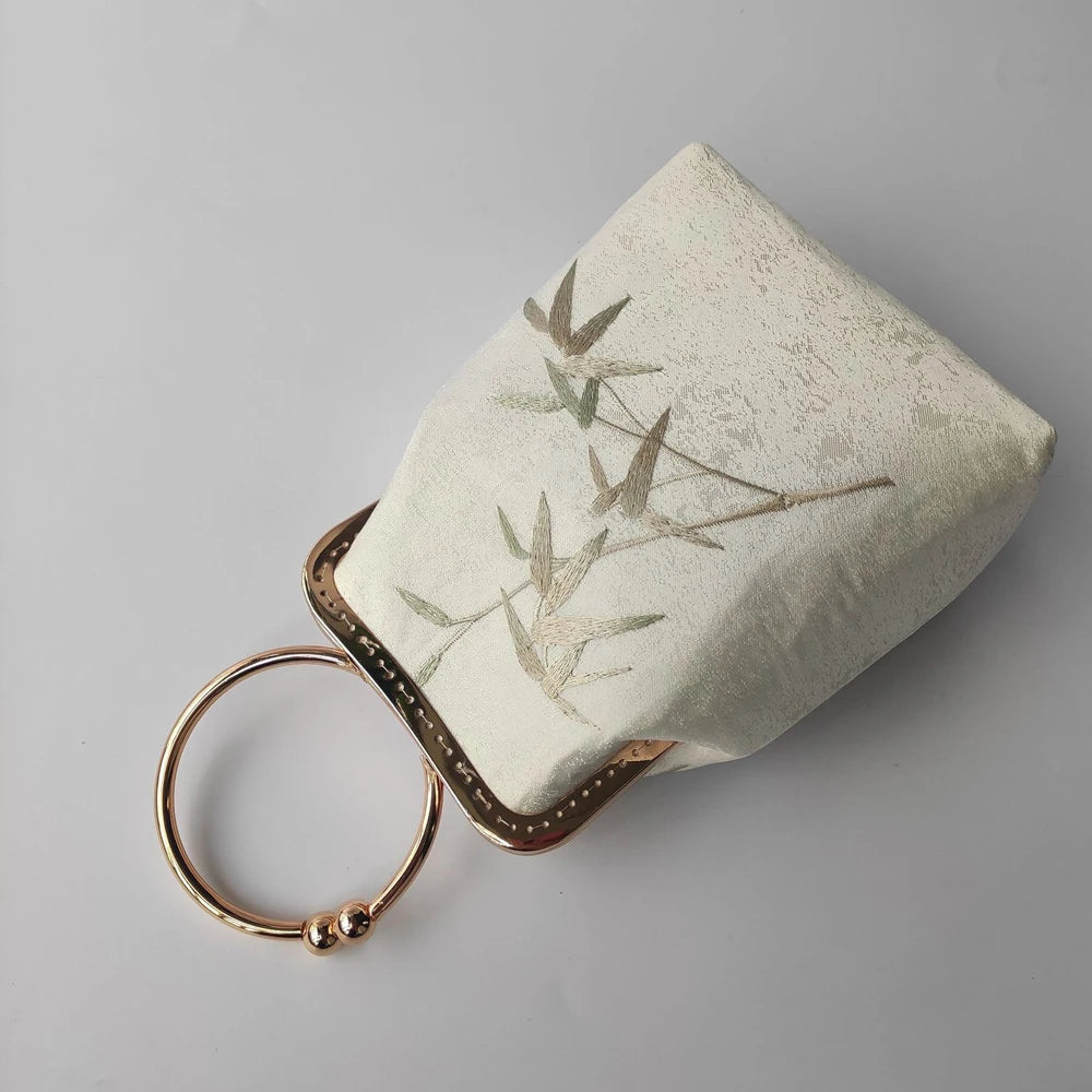 Vintage Pure Handmade Bag Bags Embroidery Flowers Shell Lock Women Shoulder Crossbody Bag Chain Women's Handbags Purses