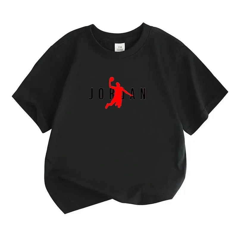 Summer Casual Kids T-shirt Breathable Cotton Jordan Print Short Sleeve Sport Tees Fashion Boy Girl Clothes