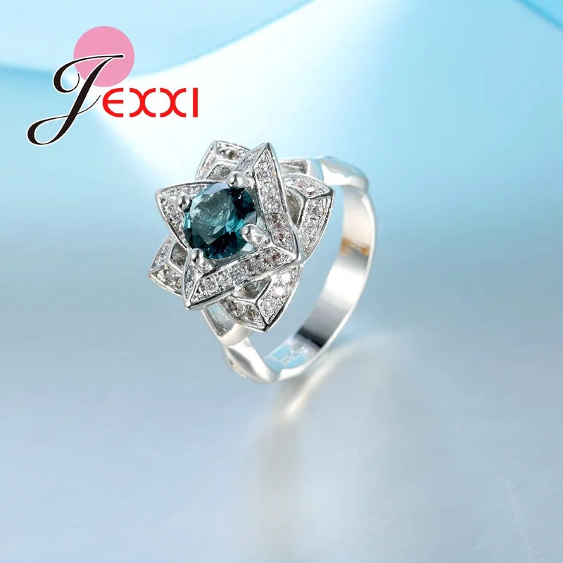 Elegant Rings with Rhinestone Crystal Gold Color Wedding Rings for Women  Fine Jewelry Engagement Accessories