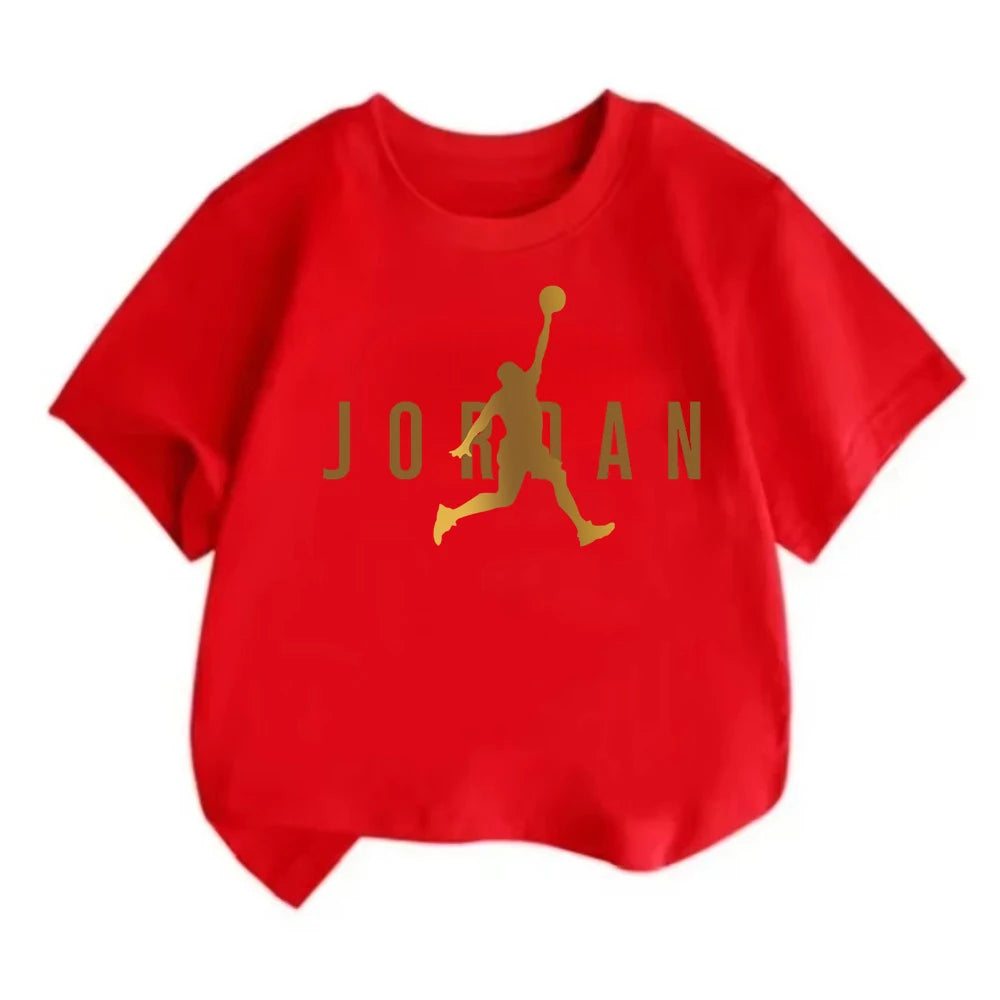 Summer Casual Kids T-shirt Breathable Cotton Jordan Print Short Sleeve Sport Tees Fashion Boy Girl Clothes