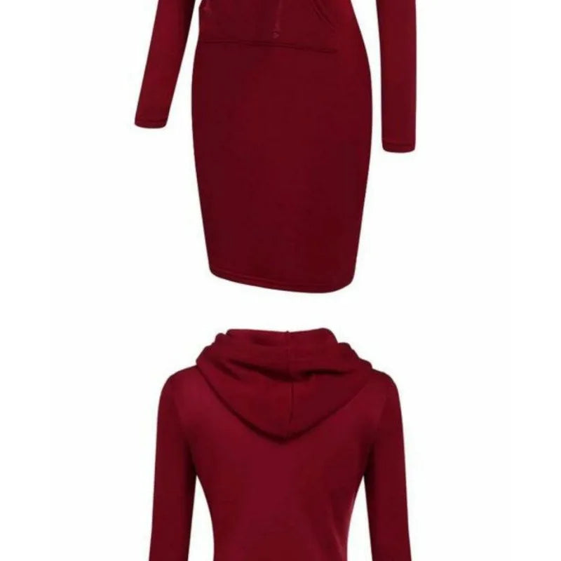 Women's Hooded Long-Sleeve Sweatshirt Dress
