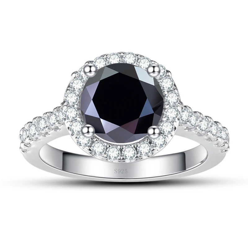 JoyceJelly Classical Women's 925 Sterling Silver Ring With Real Moissanite 1ct 2ct D Color Round Shaped Luxury Wedding Jewelry