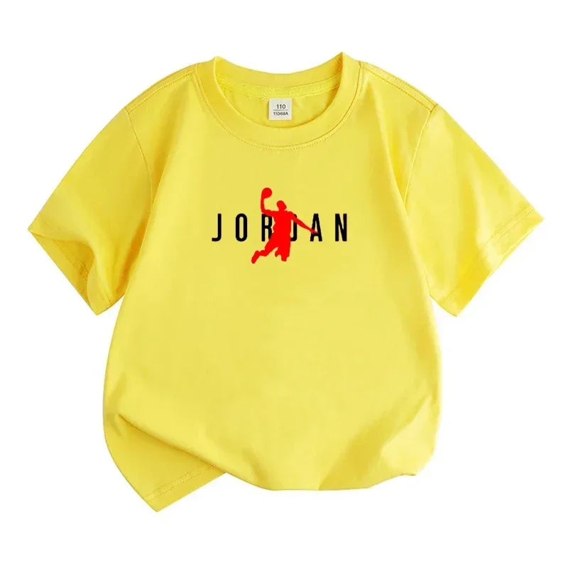 Summer Casual Kids T-shirt Breathable Cotton Jordan Print Short Sleeve Sport Tees Fashion Boy Girl Clothes