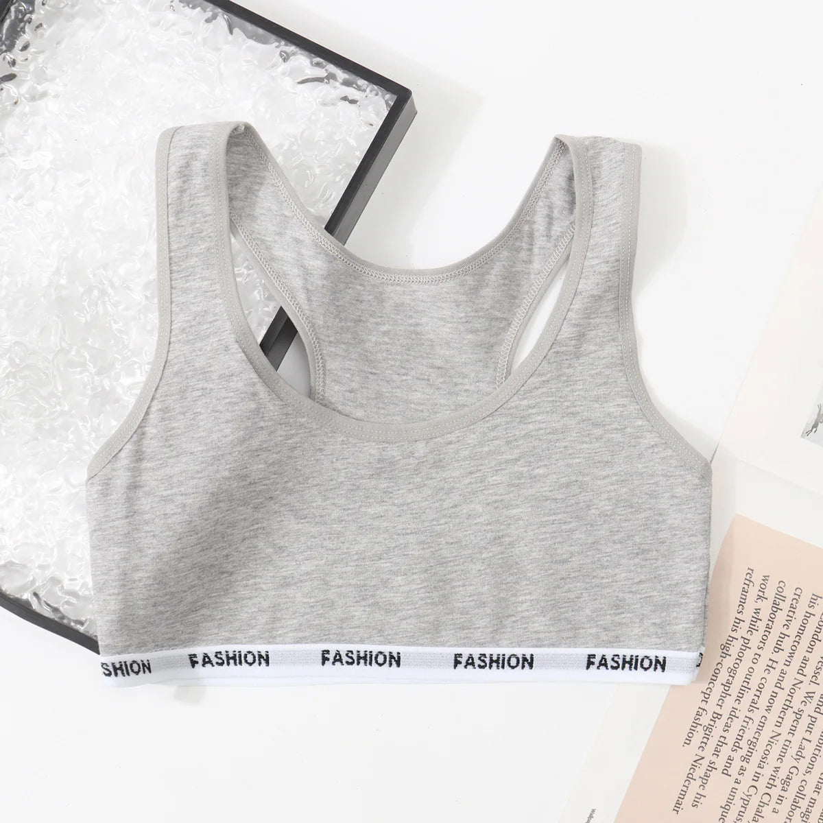 Teenage Girl Vest Underwear Student Solid Color Cotton Vest Simple Printing Soft and Comfortable Lightweight Breathable Bra