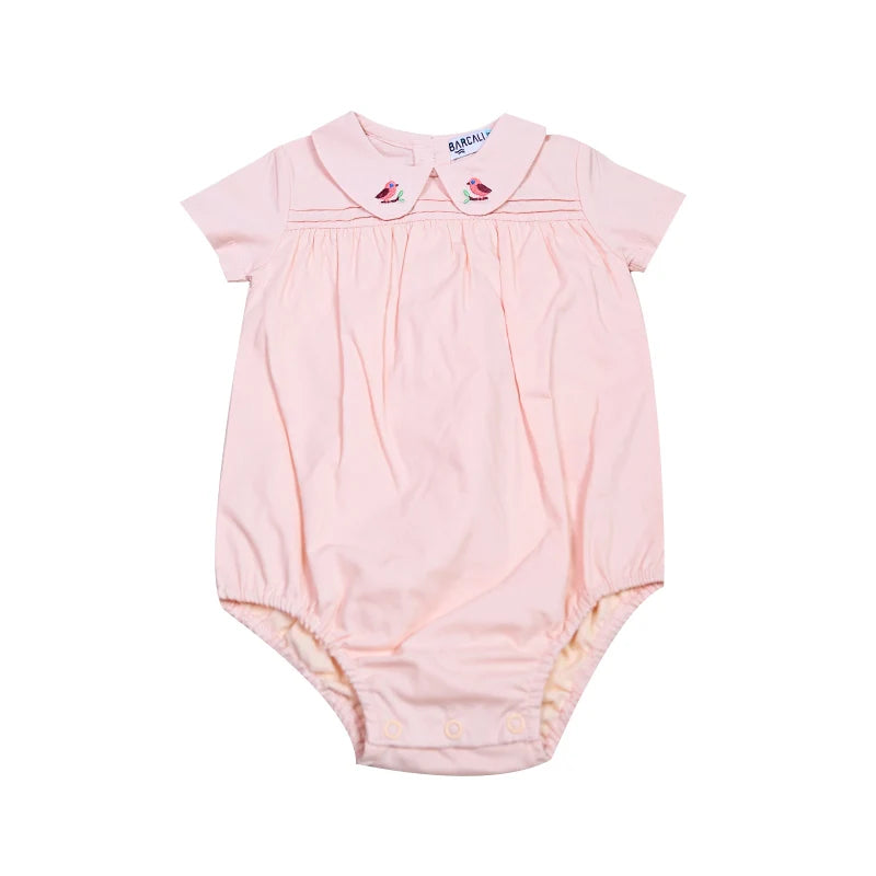 Summer Children's Family Clothes Set Pink And Blue Woven Fabric Boy's Vest And Girls' Dress Baby Romper Outfit with Lining Layer