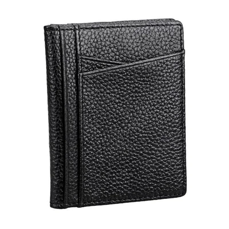 New Genuine Cow Leather Credit Card Holder Men Mini Wallet High Quality Casual Slim Purse Man Small Driver's License Bag