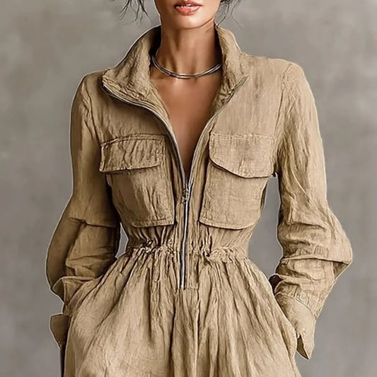 Elegant Lapel Midi Dress