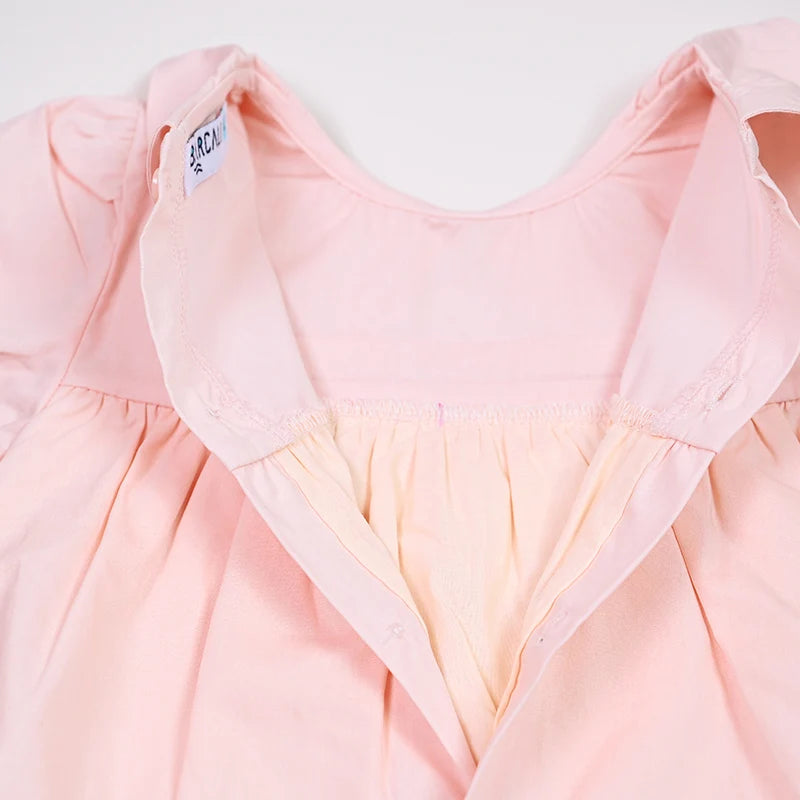 Summer Children's Family Clothes Set Pink And Blue Woven Fabric Boy's Vest And Girls' Dress Baby Romper Outfit with Lining Layer