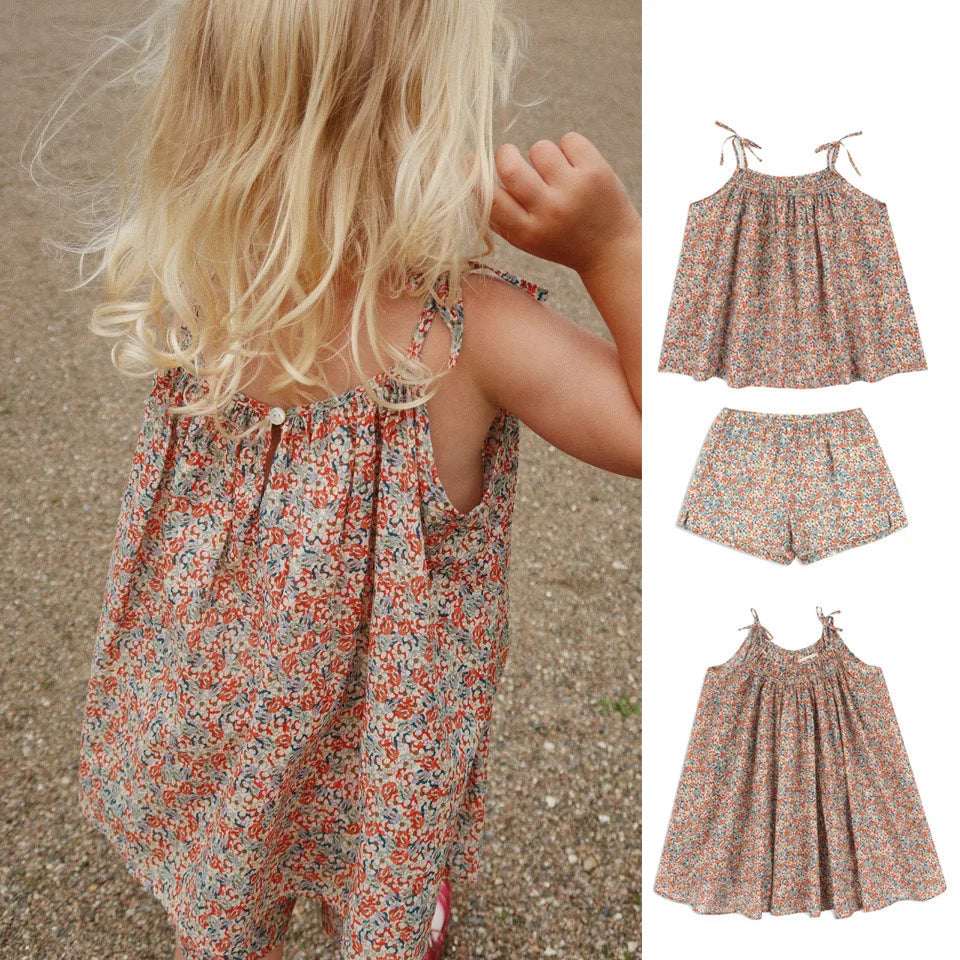 Toddler Girl Clothes New Summer Kids Dress T-shits + Shorts Boys Cute Print Tops Flower Baby Dress KS Children Cotton Outwear