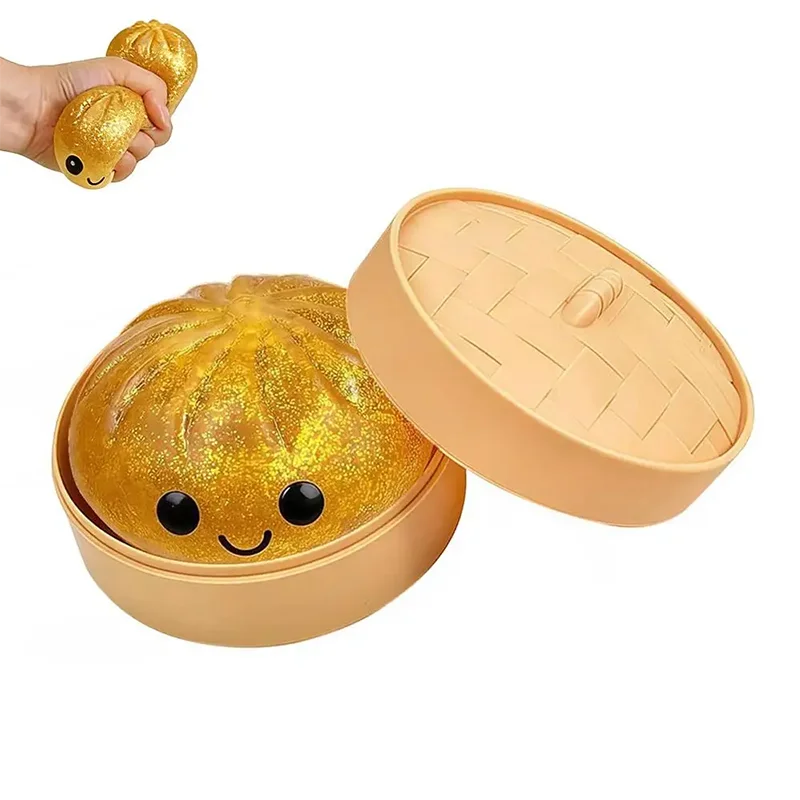 Simulation Dumpling Squishy Toys Pressure Ball Soft Slow Rebound Squishy Glitter Sensory Baozi Toy Anxiety Relief Birthday Gifts