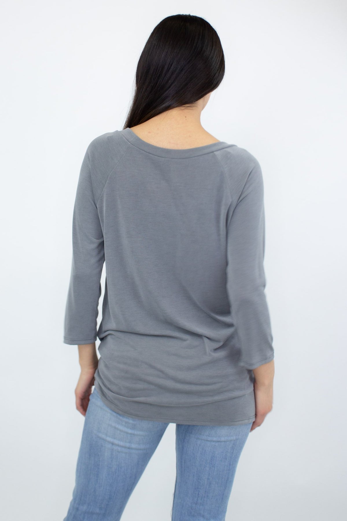 Twisted Front Comfortable Top - Grey