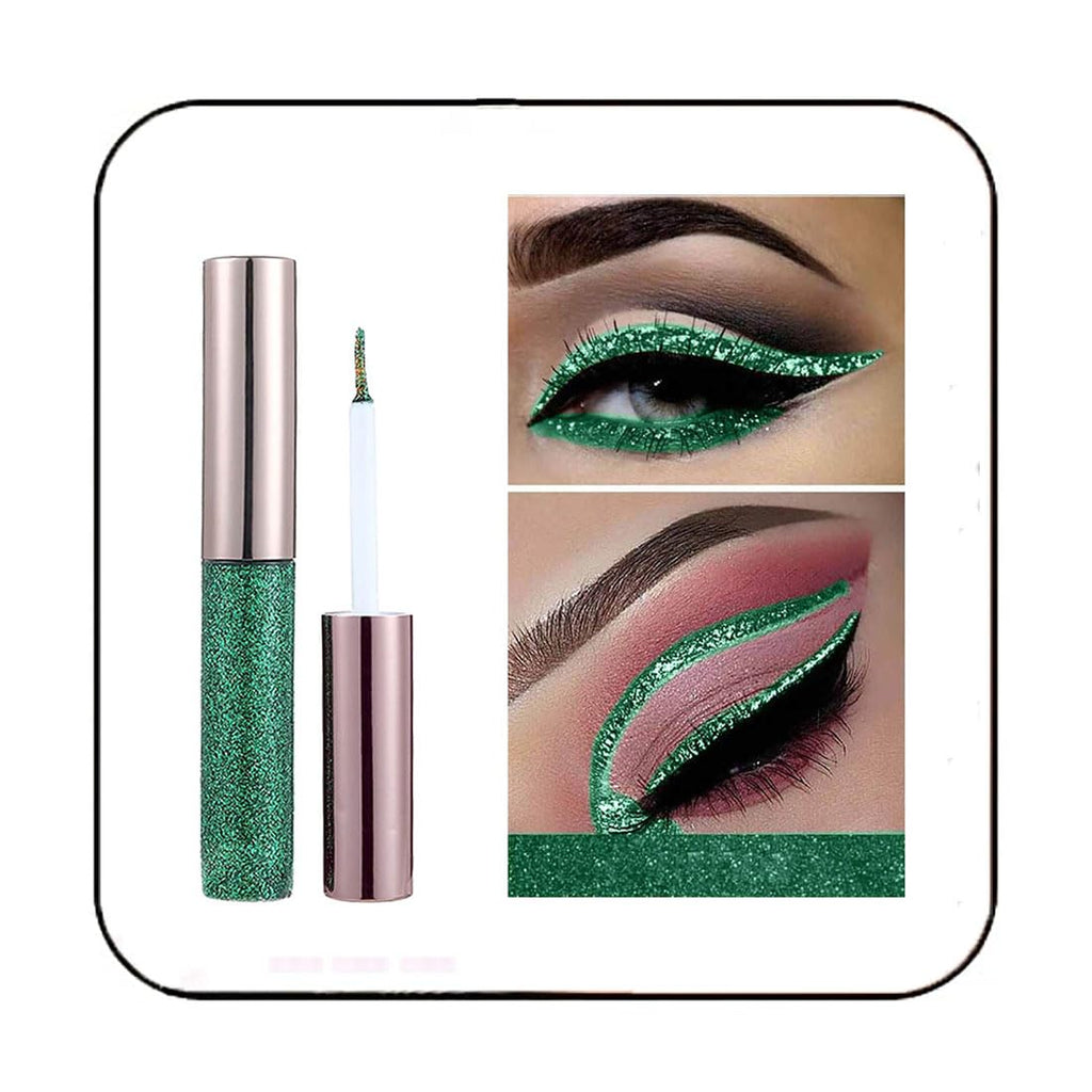 Edanta Glitter Liquid Eyeliner Shimmer Eye Liner Metallic Cosplay Eyeshadow Cosmetics for Women and Girls Pack of 1 (Green)