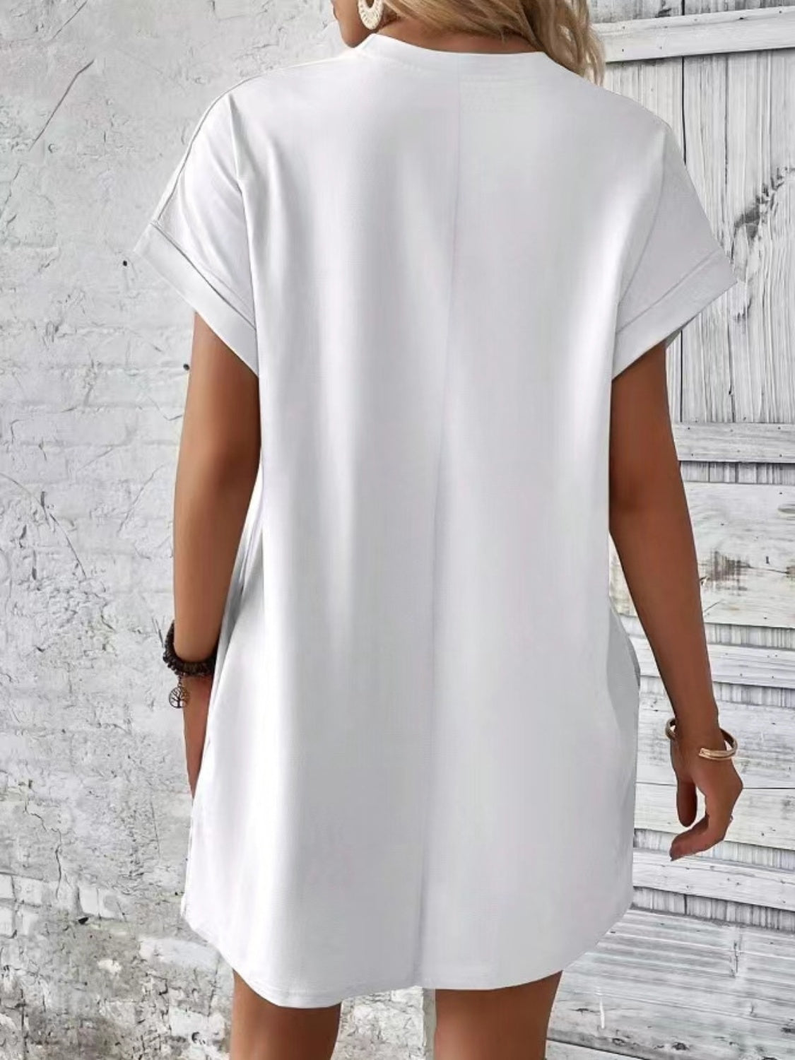 Women's Pocketed Round Sleeve Dress