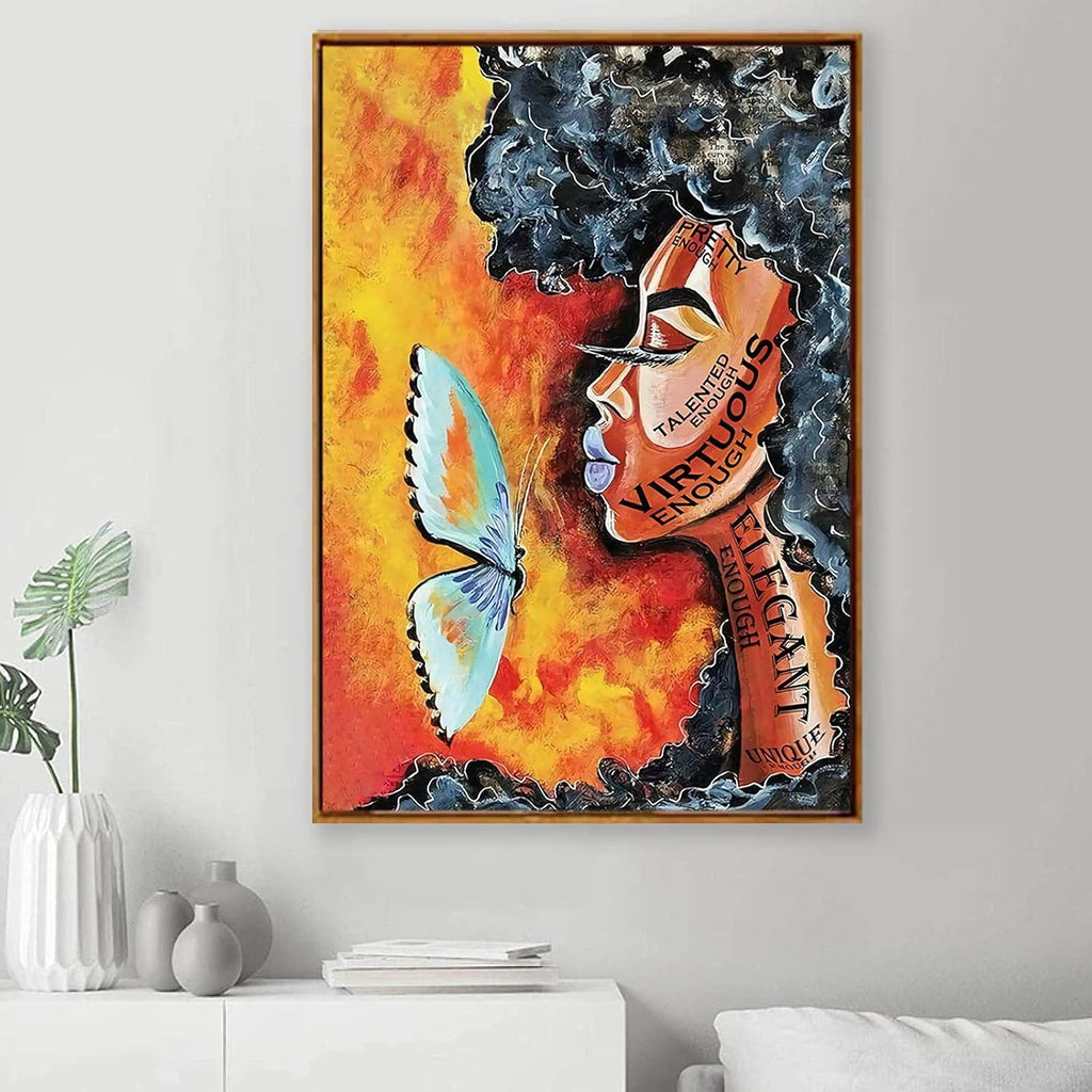 Dthlay American Wall Art Elegant African Canvas Butterfly for Living Room Nough 12X18Inch No Frame, Unframed