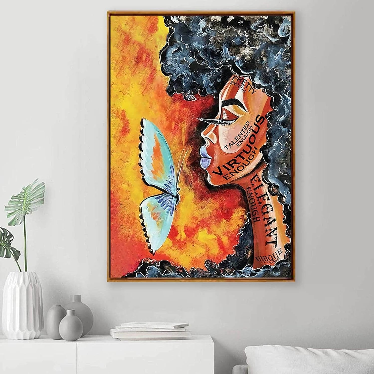 Dthlay American Wall Art Elegant African Canvas Butterfly for Living Room Nough 12X18Inch No Frame, Unframed