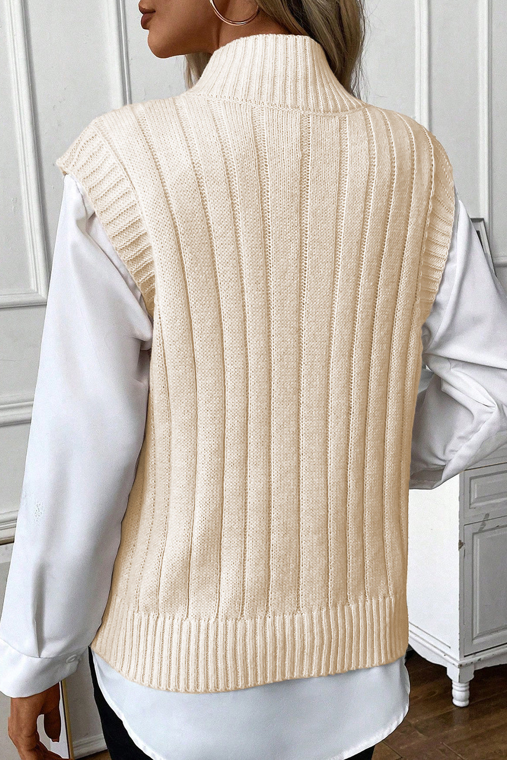 Women's Knit High Neck Sweater Vest