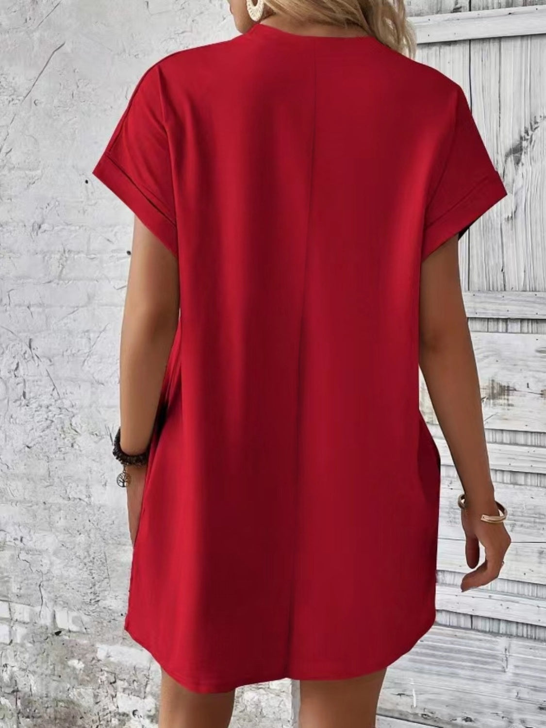 Women's Pocketed Round Sleeve Dress