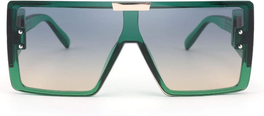 Square Oversized Flat Top Sunglasses with Side Lens Integrated for Women Men B4028