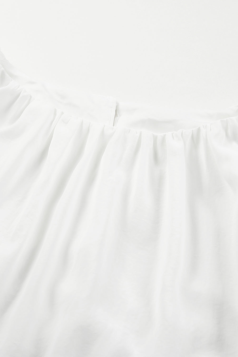 White Crew Neck Billowy Sleeve Blouse