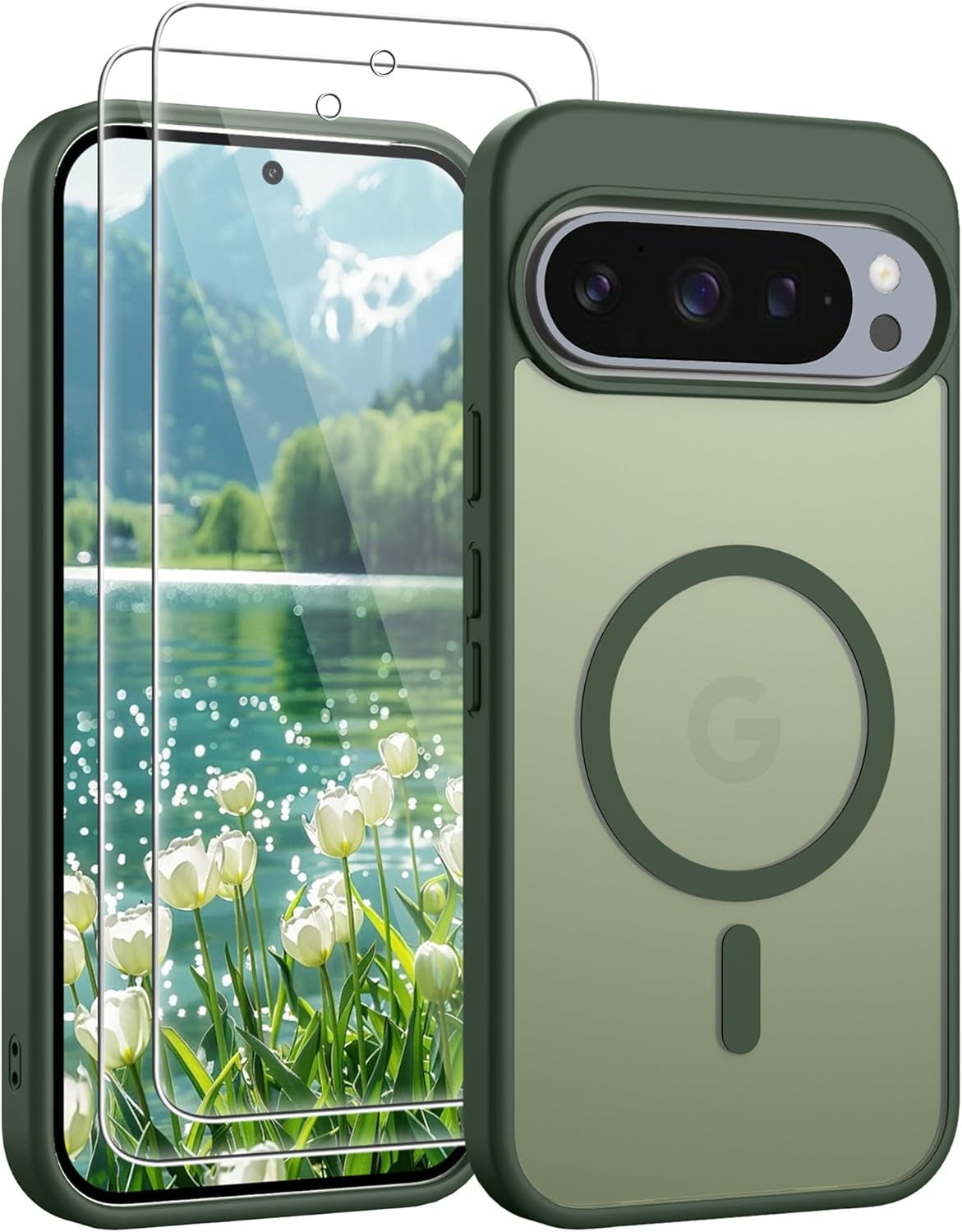 Gritup for Samsung Galaxy S24/S25 Case with 2 PCS Screen Protector (Compatible with Magsafe)(Military Grade Drop Protection) Slim Translucent Matte & Anti-Fingerprint Phone Cover for S24/S25,Black