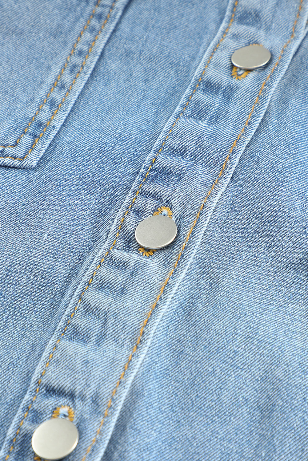 Sky Blue Raw Hem Buttoned Denim Jacket