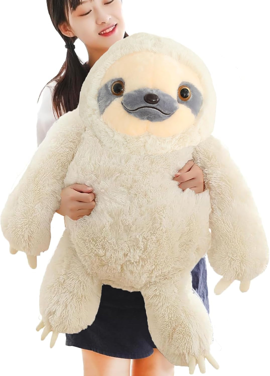 Winsterch Cute Sloth Stuffed Animal Toy,Small Plush Sloth Tedy Bear Stuffed Animal Toys for Kids Birthday Gift Baby Doll (Ivory,15.7 Inches)