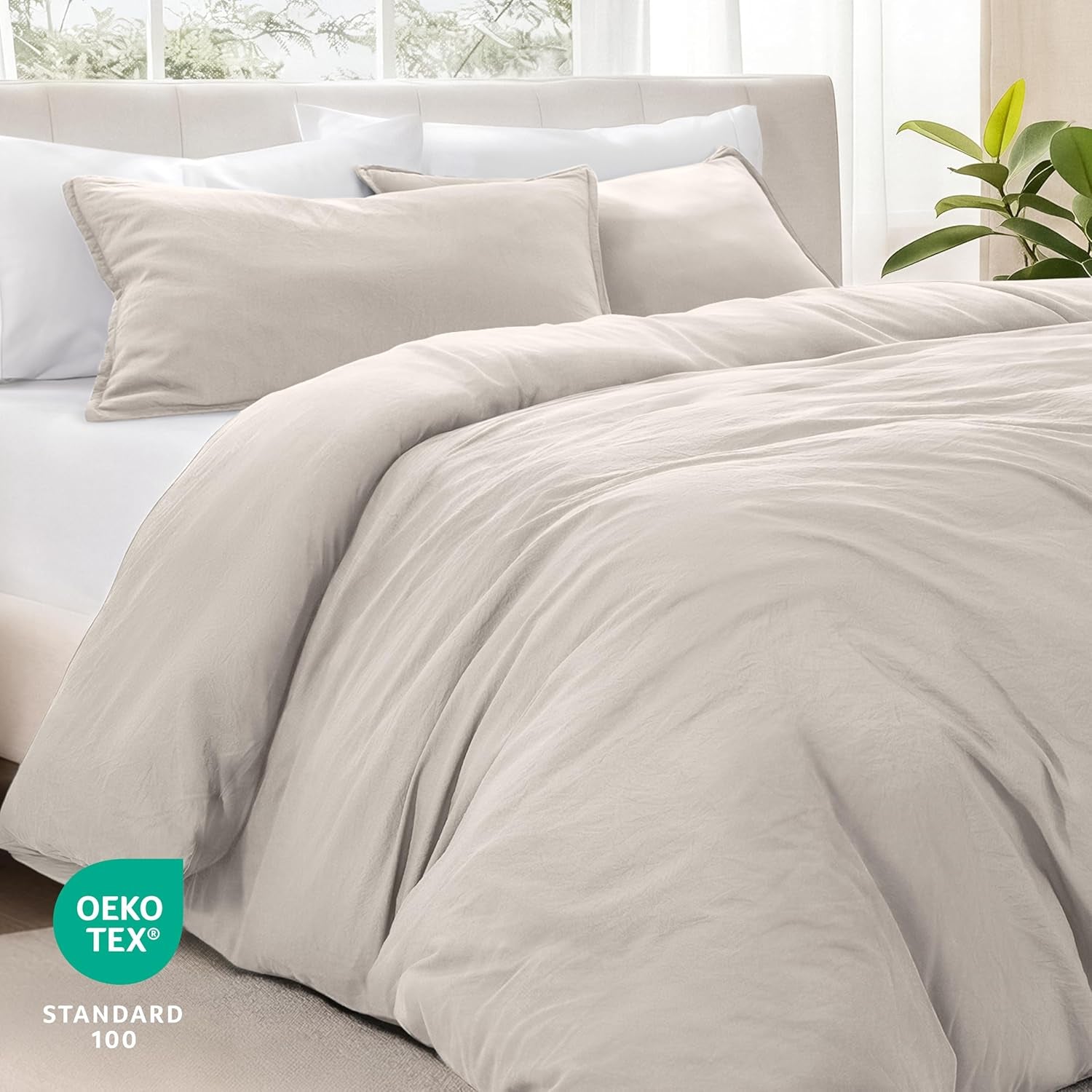 Microfiber Duvet Cover Set - Ultra Soft Washed Microfiber - Twin/Twin Extra Long - Linen-Like Look - Easy Care - Breathable Fabric - Our Softest Duvet Cover Set (Twin/Twin XL, Fog)