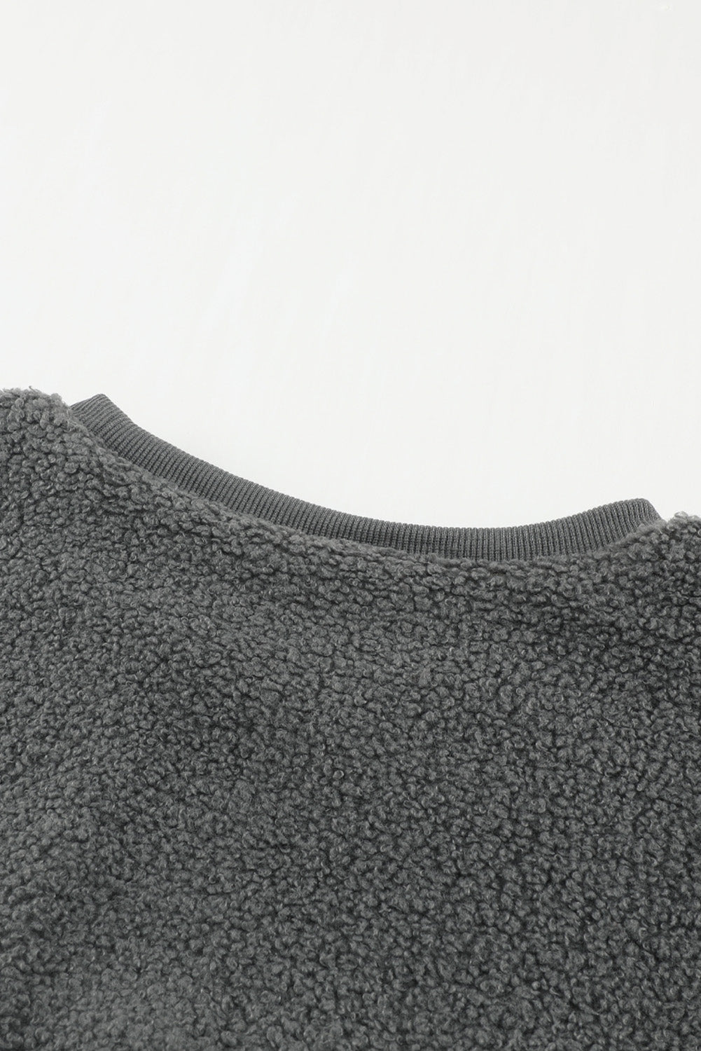 Gray Oversized Colorblock Plush Sweatshirt