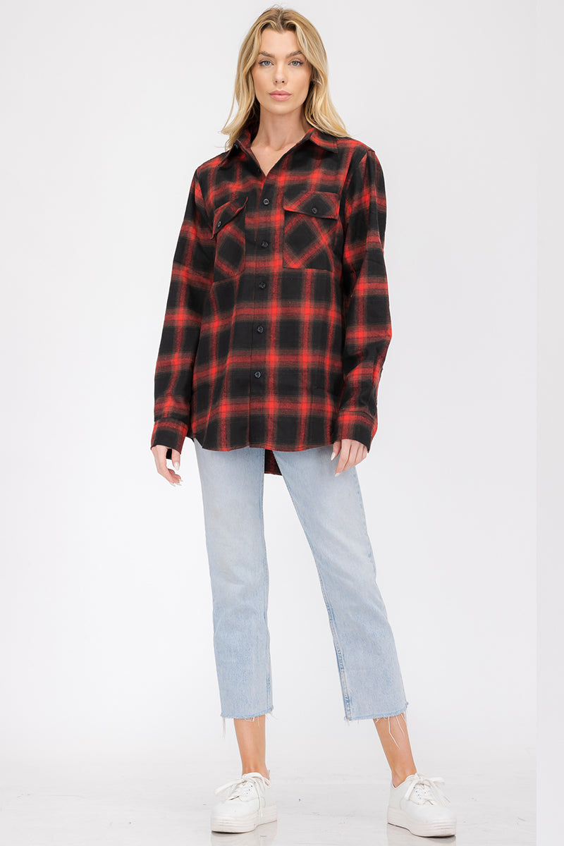 Oversize Boyfriend Plaid Checkered Flannel FL105