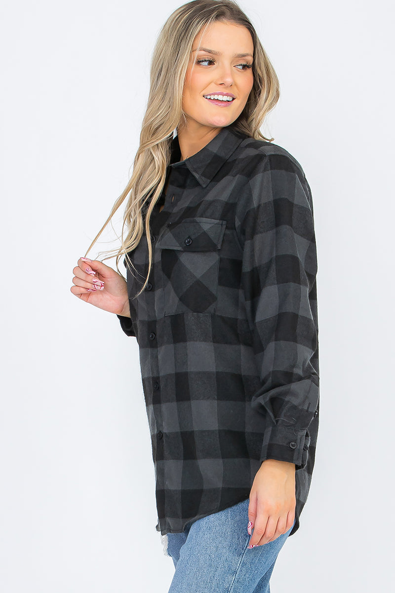Oversize Boyfriend Plaid Checkered Flannel FL112