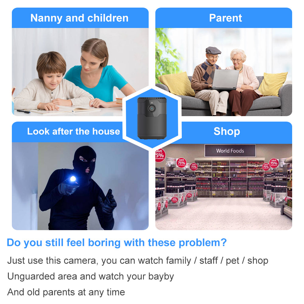 HD 2MP 1080P Wireless Mini Wi-Fi Camera Night Vision