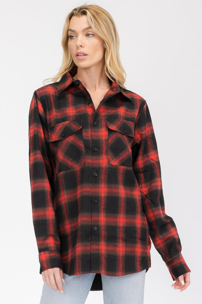 Oversize Boyfriend Plaid Checkered Flannel FL105