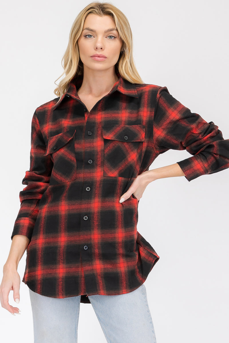 Oversize Boyfriend Plaid Checkered Flannel FL105