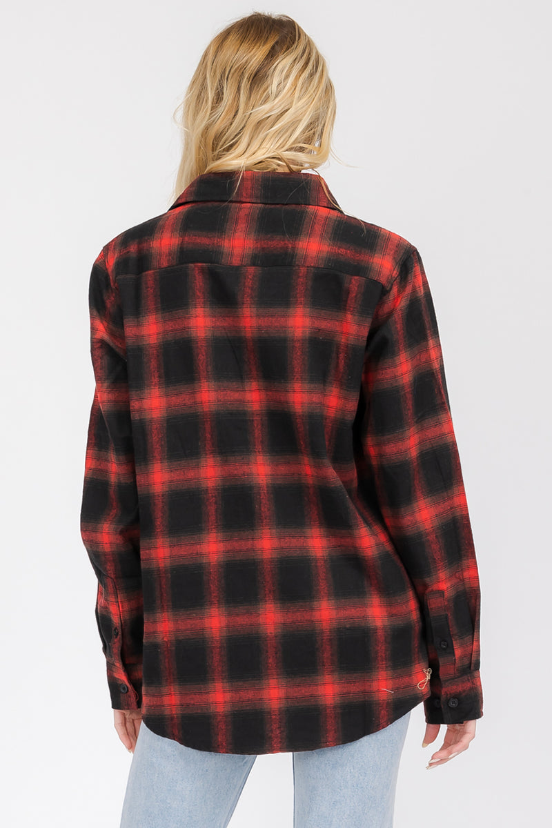 Oversize Boyfriend Plaid Checkered Flannel FL105