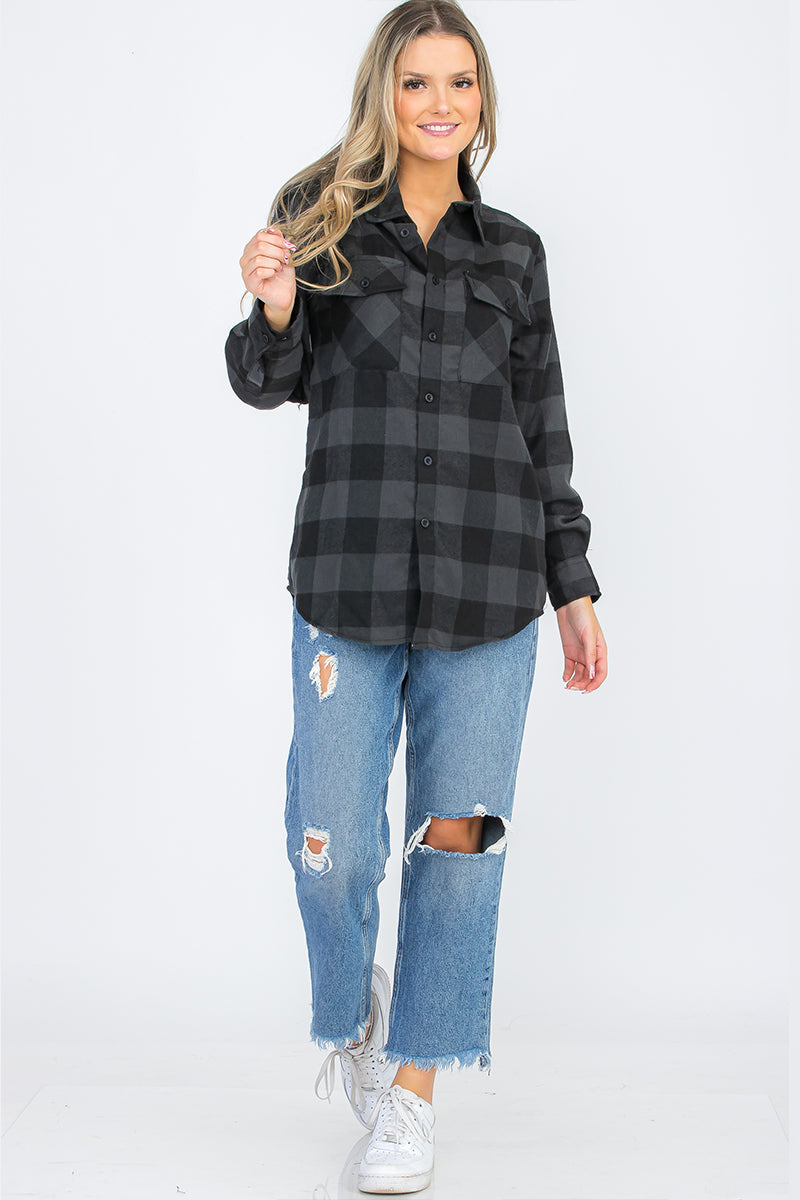 Oversize Boyfriend Plaid Checkered Flannel FL112