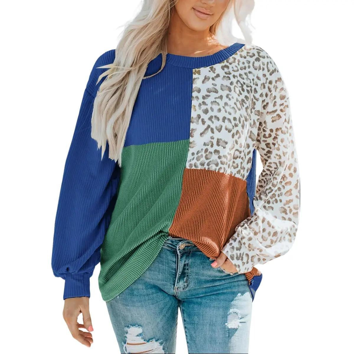 Leopard Patchwork Long Sleeve Top