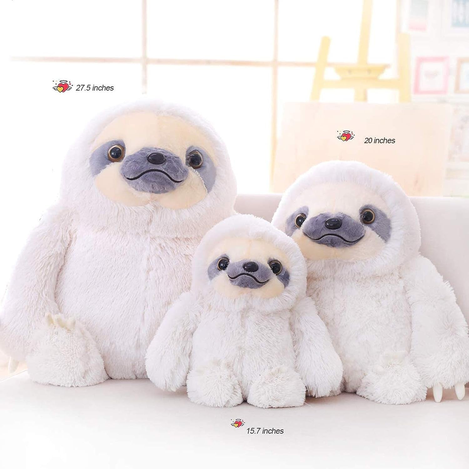 Winsterch Cute Sloth Stuffed Animal Toy,Small Plush Sloth Tedy Bear Stuffed Animal Toys for Kids Birthday Gift Baby Doll (Ivory,15.7 Inches)