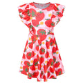 QPANCY Strawberry Dresses for Girls Summer Clothes Swing Ruffle Sleeve Sun Dress 4t 5t