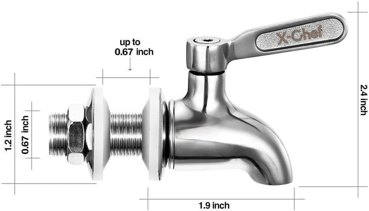 X-Chef 2 PCS Beverage Spigots Beverage Dispenser Spigot Replacement Stainless Steel Spigot for Glass Jar & Drink Dispenser