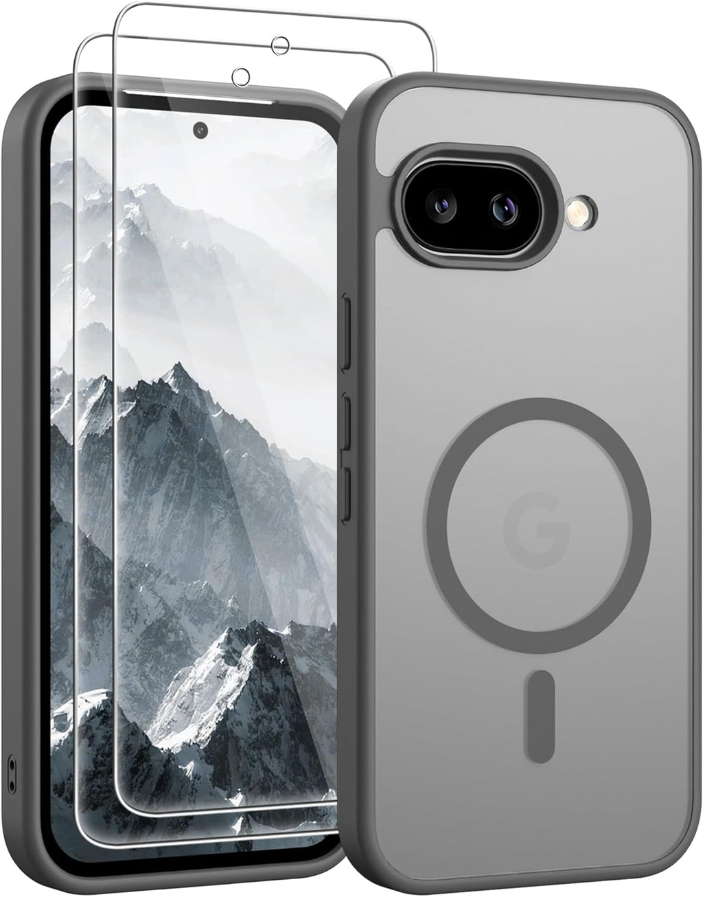 Gritup for Samsung Galaxy S24/S25 Case with 2 PCS Screen Protector (Compatible with Magsafe)(Military Grade Drop Protection) Slim Translucent Matte & Anti-Fingerprint Phone Cover for S24/S25,Black