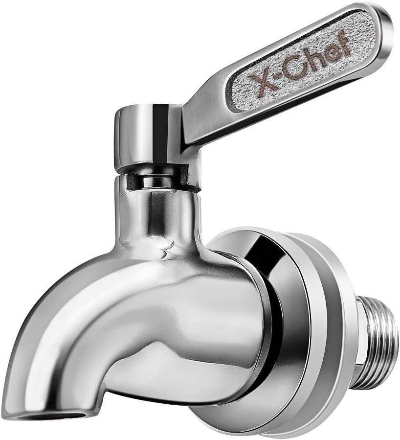 X-Chef 2 PCS Beverage Spigots Beverage Dispenser Spigot Replacement Stainless Steel Spigot for Glass Jar & Drink Dispenser