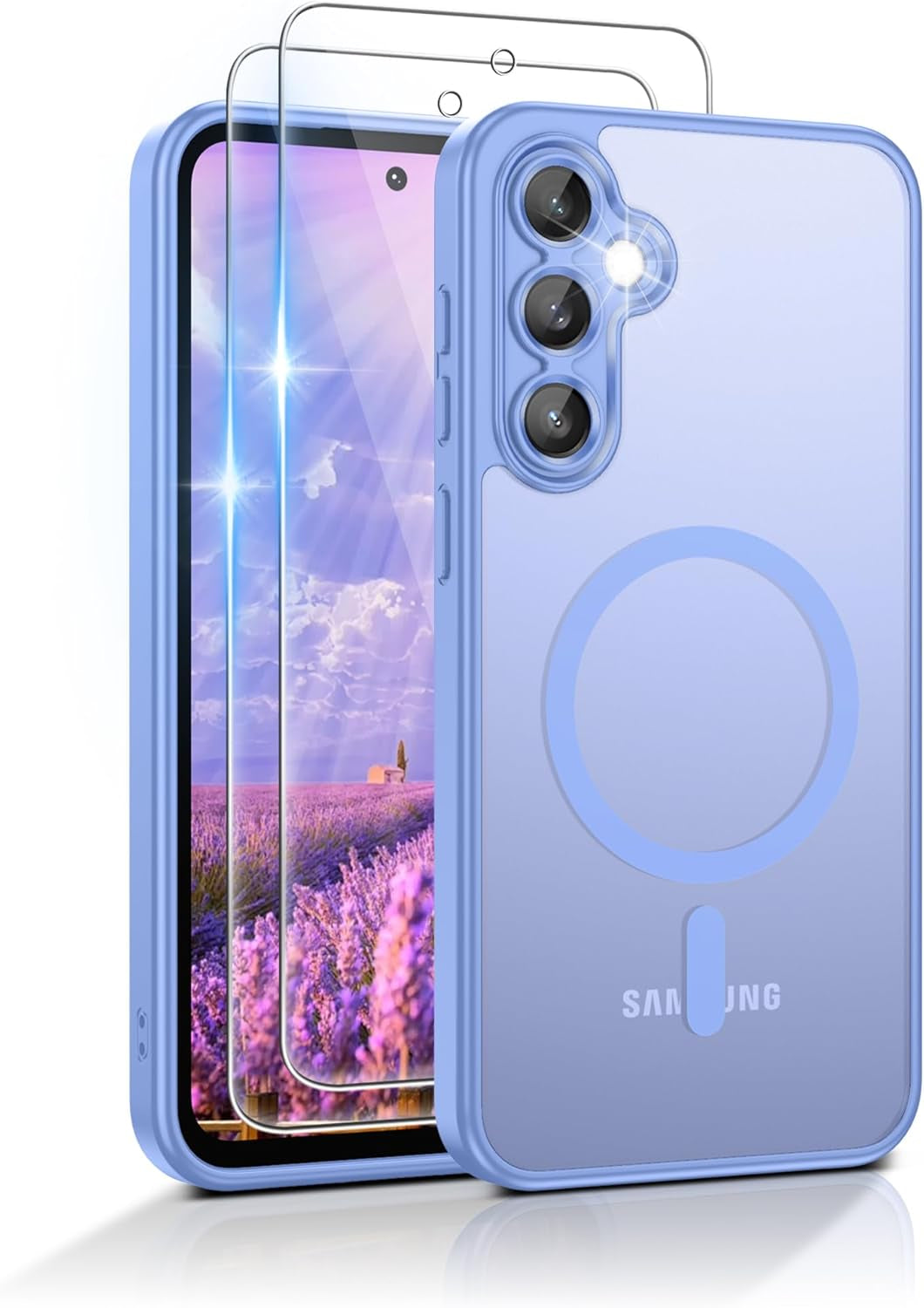 Gritup for Samsung Galaxy S24/S25 Case with 2 PCS Screen Protector (Compatible with Magsafe)(Military Grade Drop Protection) Slim Translucent Matte & Anti-Fingerprint Phone Cover for S24/S25,Black