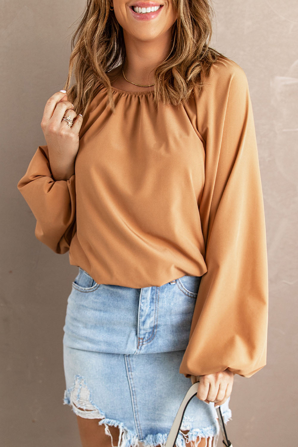 Lantern Sleeve Loose Blouse