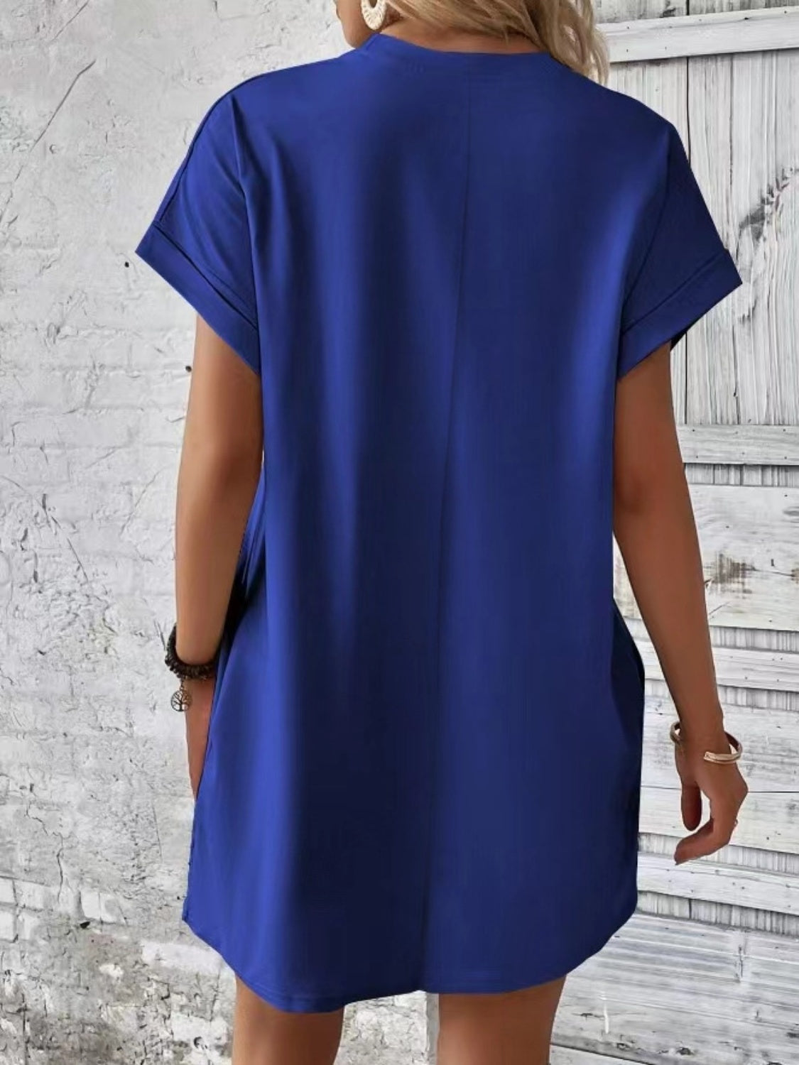 Women's Pocketed Round Sleeve Dress