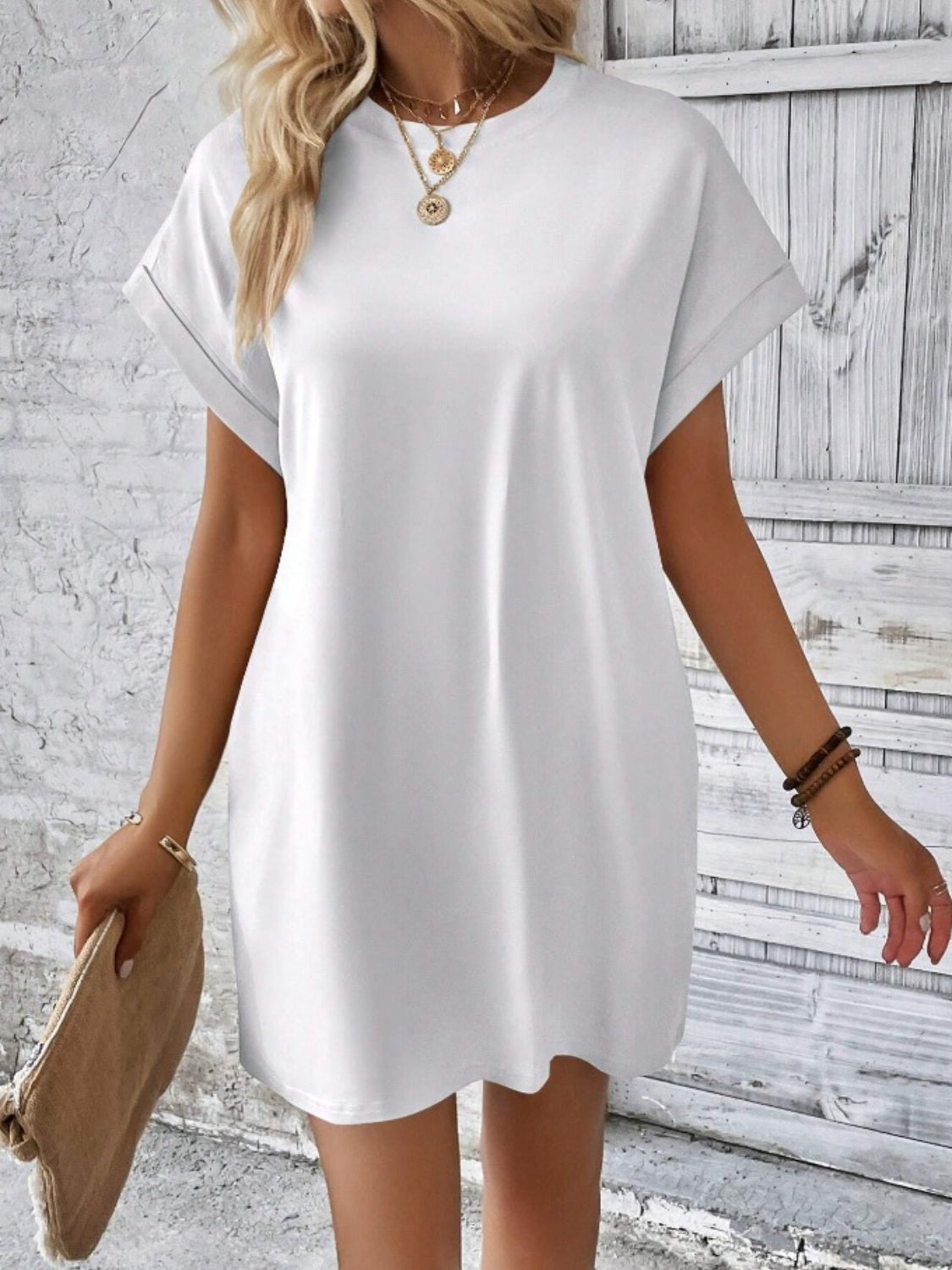 Women's Pocketed Round Sleeve Dress