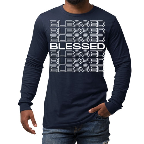 Mens Long Sleeve Graphic T-shirt - Blessed