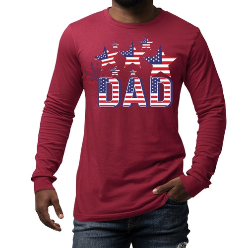 Mens Long Sleeve Graphic T-shirt - Dad Independence Day 4th of July